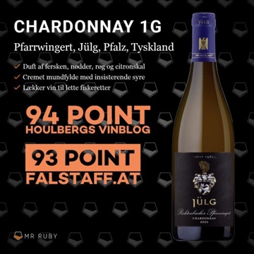 2021 Chardonnay 1G Pfarrwingert, Jülg, Pfalz, Tyskland